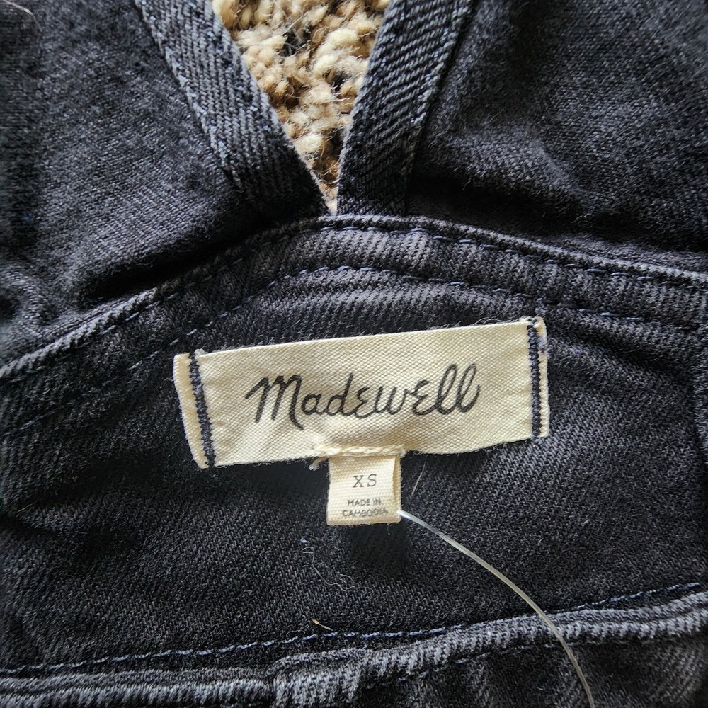 Madewell Black Denim Overalls Women's XS Cropped Straight‎ Leg Jean Jumpsuit - Picture 4 of 9